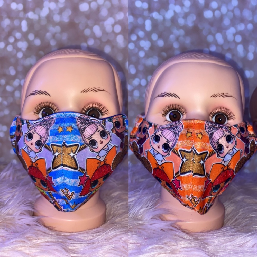 2 Girls face mask cover LOL Dolls